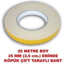 Rumuse Çift Taraflı İçi Beyaz Köpük Bant (25 Metre Uzunluk 35 Mm-3,5 Cm Eninde)