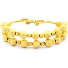 FerizZ Altın Kaplama Çift Sıralı  Dorikalı Simli Kadın Kelepçe  BLZ-390