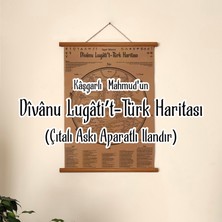 Talented Bear's Workshop Çıtalı (Askı Aparatlı) Kaşgarlı Mahmud'un Divanu Lügati't Türk Haritası, Ilk Türk Dünyası Haritası 50*70 cm, Atölye Mahir Ayı