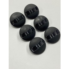 Karan Tuhafiye Kaban ve Manto Düğmesi / Mat Parlak Çizgili/ Siyah 6 Lı Set M008
