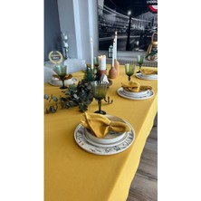 Decamor Home Pamuk Keten Leke Tutmaz Kumaş Hardal Sarı Masa Örtüsü