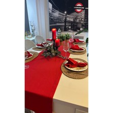 Decamor Home Pamuklu Leke Tutmaz Kırmızı Uzun Runner Yılbaşı Runner