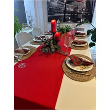 Decamor Home Pamuklu Leke Tutmaz Kırmızı Uzun Runner Yılbaşı Runner