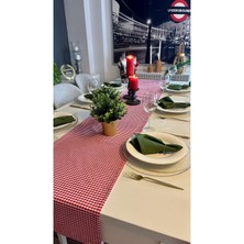 Decamor Home Pamuk Keten Mini Pötikare Dertsiz Kırmızı Runner
