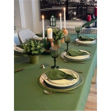 Decamor Home Pamuklu Dertsiz Leke Tutmaz Kumaş Yeşil Masa Örtüsü Yılbaşı Masa Örtüsü