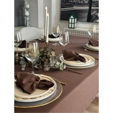 Decamor Home Pamuk Keten Leke Tutmaz Kumaş Kahverengi Masa Örtüsü