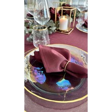 Decamor Home 6 'lı Keten Dokulu Dertsiz Leke Tutmaz Mürdüm Peçete Kumaş Peçete