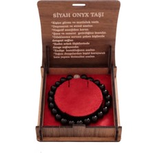"siyah Oniks Doğal Taş Bileklik – 8 mm Şık Tasarım, Hediye Kutusunda Sunum"