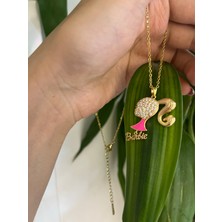 Ponçik Accessories Barbie Pembe Gold 316L Çelik Kolye / Kararma Yapmayan Kolye