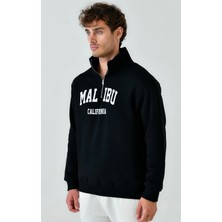 Amor Man Özel Tasarım Yarım Fermuarlı Dik Yaka Malıbu Baskılı Yeni Stil Erkek Sweatshırt