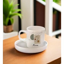 Giftali Kişiye Özel Isimli Çizgisel Kadın Baskılı Türk Kahvesi Fincanı