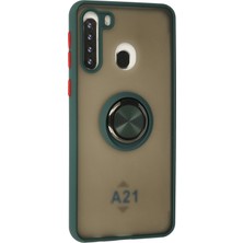 Newface Samsung Galaxy A21 Kılıf Montreal Yüzüklü Silikon Kapak - Yeşil 13