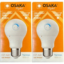 Osaka 10W (75W) 6500K (Beyaz Işık) E27 Duylu Dim Edilebilir LED Ampul (2 Adet)