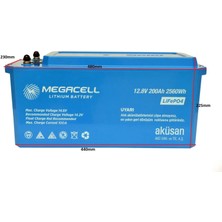 Megacell 12.8V 200AH Lifepo4 Lityum Demir Fosfat Akü(Abs Kasa)