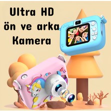 Holatec Ön-Arka 2 Kameralı Çocuk Fotoğraf Makinesi Üst Kalite Hd Çocuk Selfie Fotoğraf Makinesi Hd Kılıflı