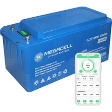 Megacell 12.8V 200AH (Bluetooth) Lifepo4 Lityum Demir Fosfat Akü(Abs Kasa)