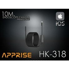 Siyah Apprise HK-318 Iphone Uyumlu Endoskop Yılan Kamera 10 Metre