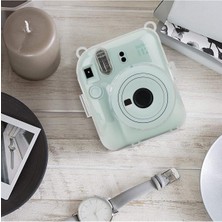 Nidage Fotoğraf Makinesi Çantaları Fuijifilm Instax Mini 12 Şeffaf Kılıf-Askı Hediyeli, 10 Fotoğraf Taşıma