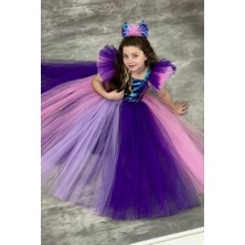 Abiye Kids Deniz Kızı Kostümü Kız Çocuk Elbisesi Mavi Mor Renkli Parti Balo Tasarımı ABY885