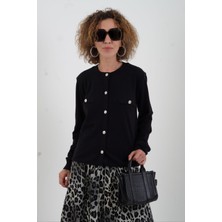 Zelish My Sister Siyah Flato Cepli Düğmeli Hırka