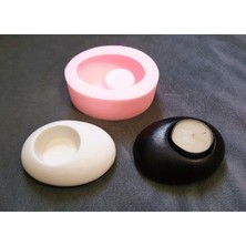 Morlalem 9,6cm Çakıl Taş Tealight Mumluk Silikon Kalıp K-1352, Kokulu Taş Sabun Alçı Mum Kalıbı