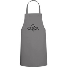 Cook Yazı Özel Baskılı Chef Mutfak Önlüğü Gri