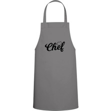 Chef Tasarım Özel Baskılı Chef Mutfak Önlüğü Gri