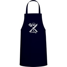 Cooking Yazılı Özel Baskılı Chef Mutfak Önlüğü Lacivert