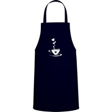 Kalpli Kahve Tasarım Özel Baskılı Chef Mutfak Önlüğü Lacivert