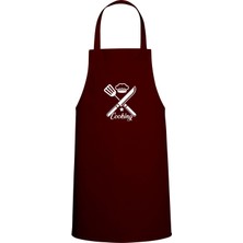 Cooking Yazılı Özel Baskılı Chef Mutfak Önlüğü Bordo
