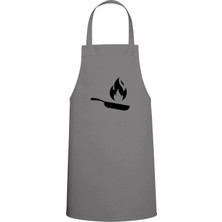 Tava Özel Baskılı Chef Mutfak Önlüğü Gri