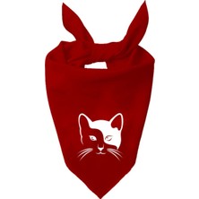 Kare Sevimli Kedi Tasarım Tek Renk Fular