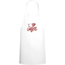 I Love Coffe Yazılı Özel Baskı Chef Mutfak Önlüğü Beyaz