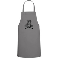 Let's Cook Yazılı Özel Baskı Chef Mutfak Önlüğü Gri