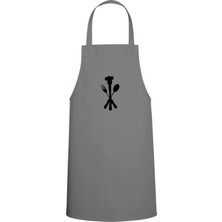 Mutfak Gereçleri Özel Baskılı Chef Mutfak Önlüğü Gri