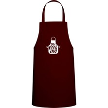 Let's Cook Yazılı Servis Tasarım Özel Baskılı Chef Mutfak Önlüğü Bordo