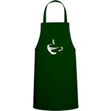 Coffee Temalı Özel Baskı Chef Mutfak Önlüğü Avcı Yeşili