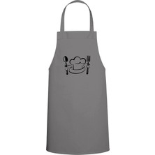 Chef Şapkası Özel Baskılı Chef Mutfak Önlüğü Gri