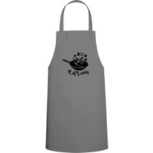 Let's Cook Yazılı Tava Özel Baskılı Mutfak Önlüğü Gri