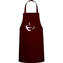 Coffee Temalı Özel Baskı Chef Mutfak Önlüğü Bordo