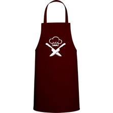 Chef Özel Baskılı Chef Mutfak Önlüğü Bordo