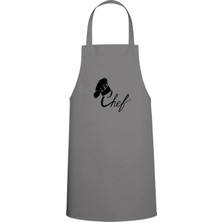 Chef Yazılı Özel Baskı Chef Mutfak Önlüğü Gri