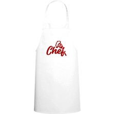 Chef Yazısı & Şapka Tasarım Özel Baskı Chef Mutfak Önlüğü Beyaz