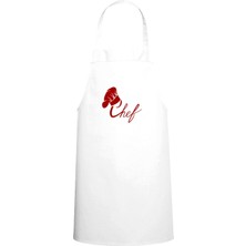 Chef Yazılı Özel Baskı Chef Mutfak Önlüğü Beyaz