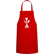 Mutfak Gereçleri Özel Baskılı Chef Mutfak Önlüğü Kırmızı