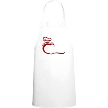 Kalpli Chef Şapkası Özel Baskılı Chef Mutfak Önlüğü Beyaz