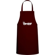 Chef Özel Baskılı Chef Mutfak Önlüğü Bordo