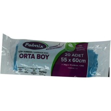 Yeni Estevia Clez Çöp Torbası Orta Boy 55X60CM 70GR 11MIKRON 30LT Mavi Rulo 20 Adet Company