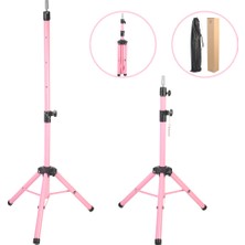 Estevia Kuaför Eğitim Mankeni İçin Metal Tripod - Pembe + Taşıma Çantası