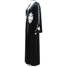 Geniş Beden Taş Işlemeli Kadife Maxi Kadın Abaya
